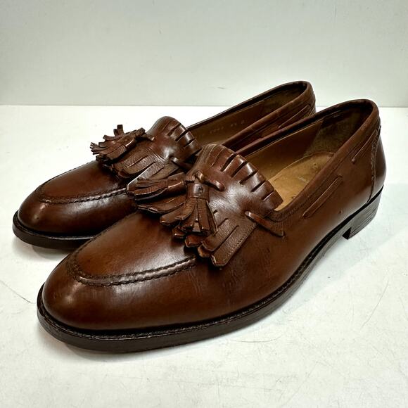 FULLY RESOLED Polo Ralph Lauren Tassel Kiltie Loafer Brown Bench Made Italy 8.5 - Picture 3 of 13